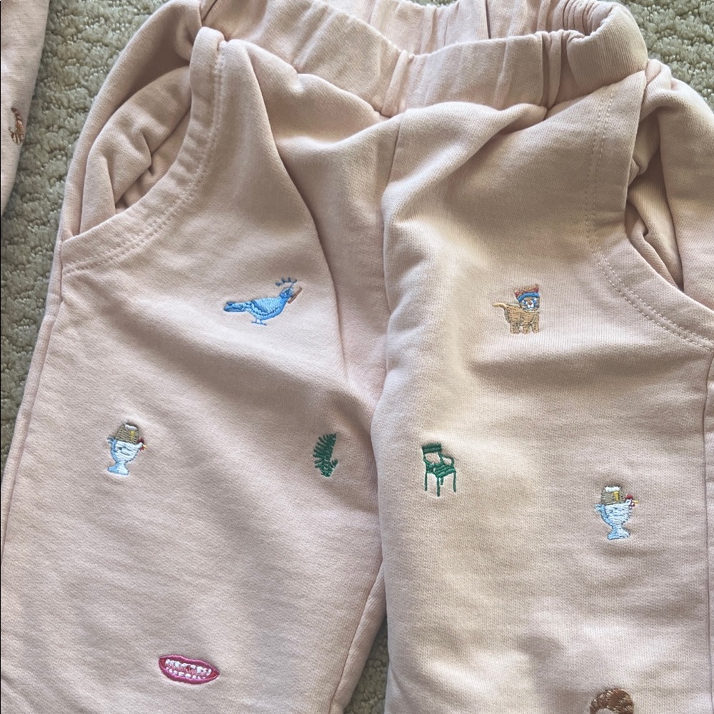 OEUF Kids Pink Embroidered JOGGER Set - Picture 5 of 6
